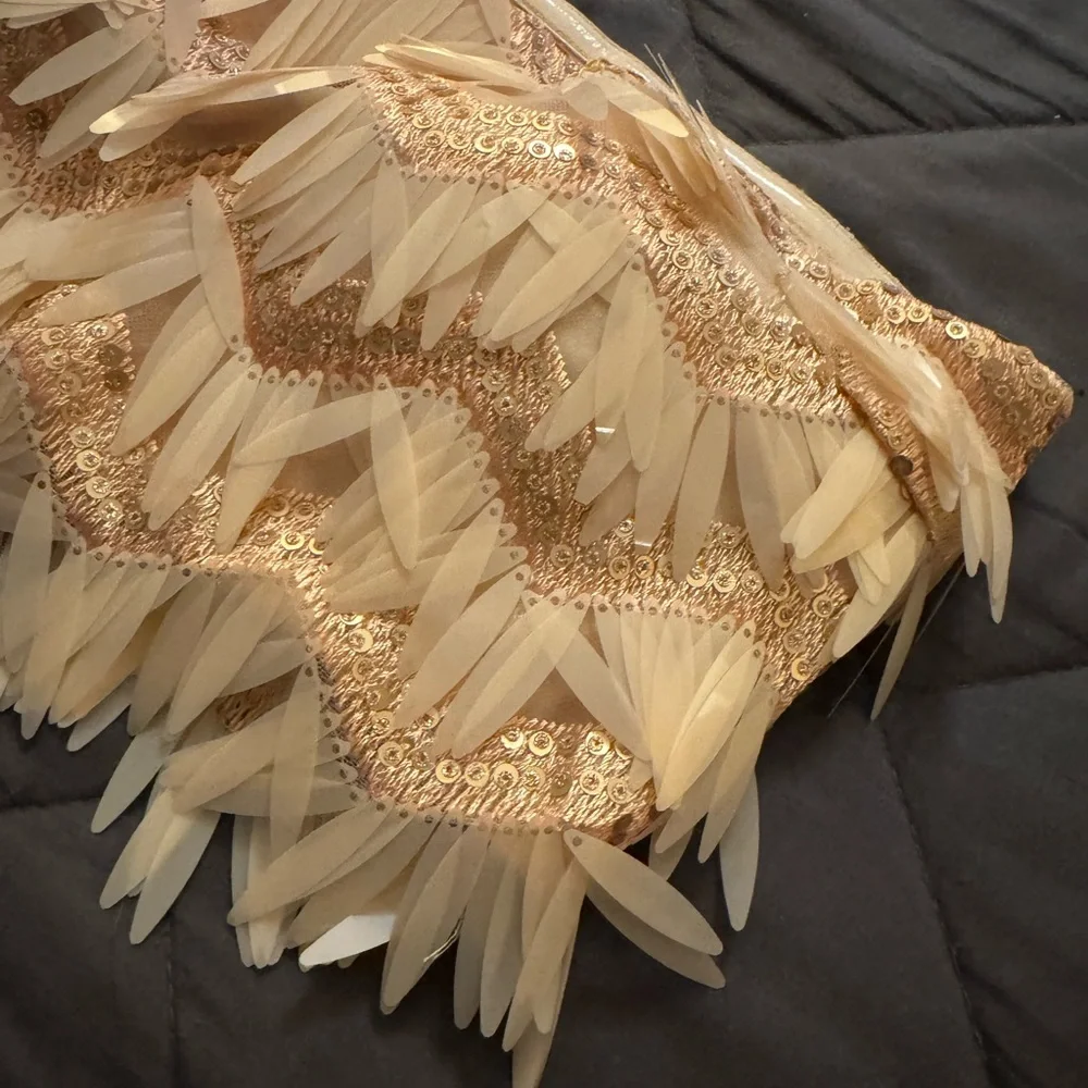 Fashion Nova Gold and Cream Fringe Top - Picture 3 of 8
